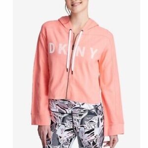 DNKY crop peach sweater hoodie size M